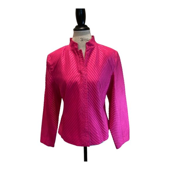 Silk Club Collection 100% Silk Hot Pink/Fuchsia Jacket Blazer Women's Sz M - Picture 1 of 7